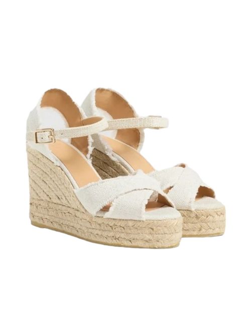 Bromelia women's espadrilles in ivory metallic linen Castaner | BROMELIA8EDBLANCO ORO